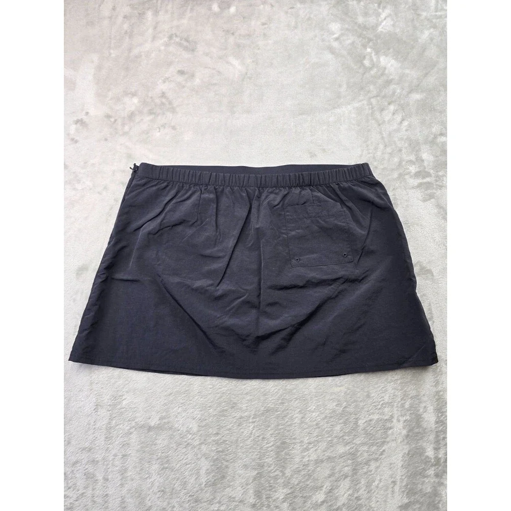 Lands End Womens Size 14 Black Active Swim Skirt Skort Side Zip Built In Lining